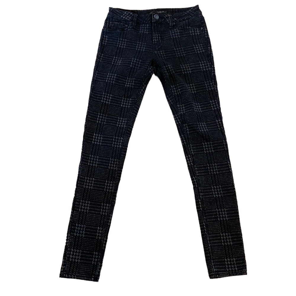 Cult of Individuality Black Plaid Zen Mid-Rise Skinny Jeans Stretch Ankle